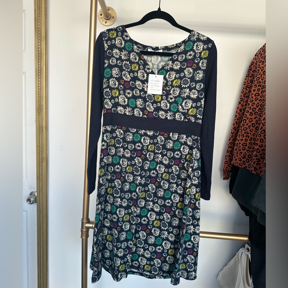 Neezeelee Floral Long-Sleeve A-Line Dress - Size L